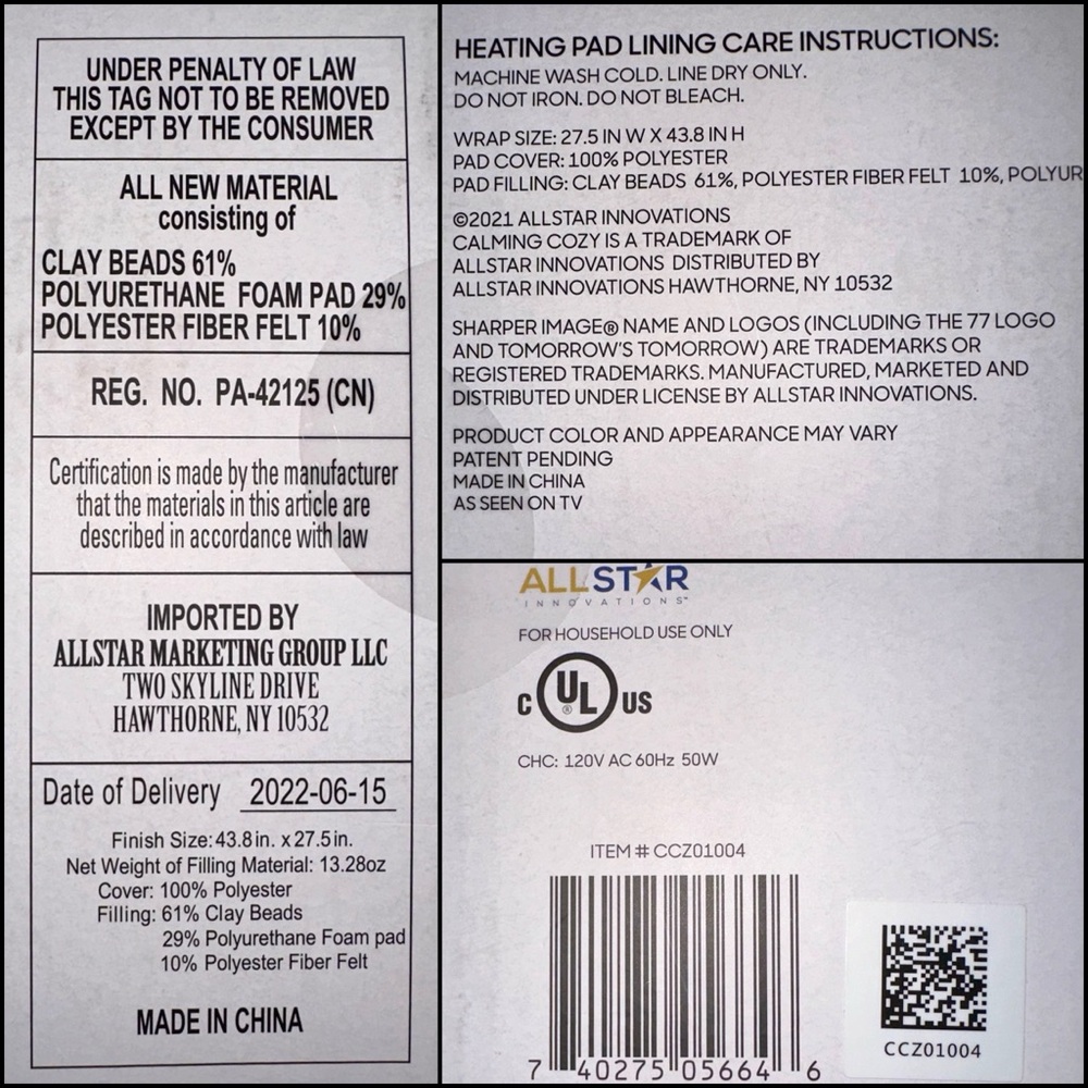 🔥♨️Sharper Image Gray Massaging Heating Wrap with Sherpa Lining - Picture 6 of 16